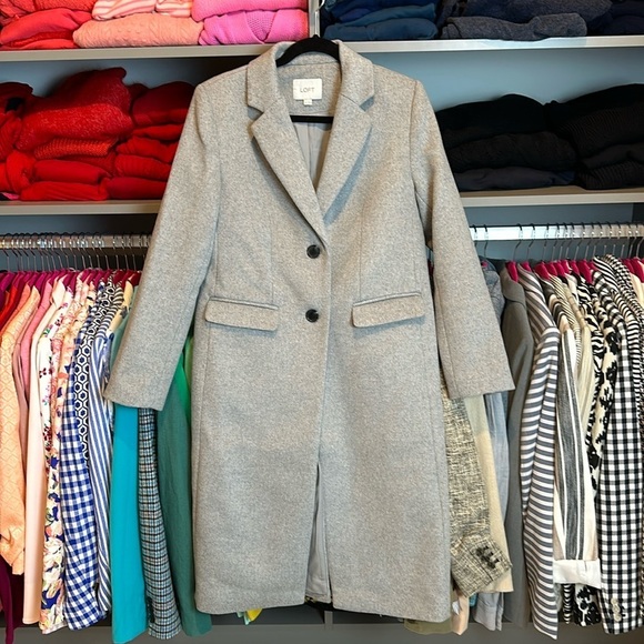 Loft 40% wool gray long coat size XS - Picture 1 of 3